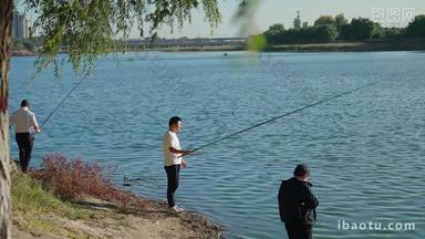 潮白河畔钓鱼人